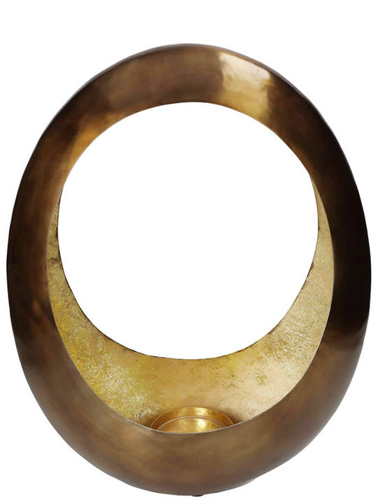 Zaros Egg Candle Holder suitable for Tealights Aluminum Αλουμινένιο Bronze / Gold 22x22x30cm 1pcs