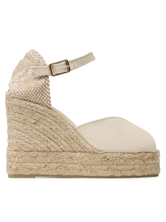 Castaner Women's Fabric Platform Espadrilles Beige