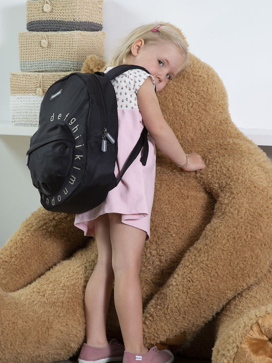 Childhome ABC Black Gold Σχολική Τσάντα Πλάτης Δημοτικού Μαύρη