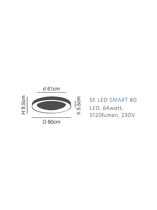 Home Lighting Smart Deckenleuchte 80cm Weiß mit Integrierter LED und Fernbedienung