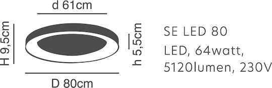 Home Lighting Πλαφονιέρα Οροφής 80εκ. Χρυσή με Ενσωματωμένο LED