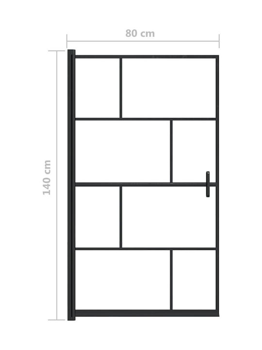 vidaXL Shower Screen Bathtub with Hinged Door 80x140cm Black