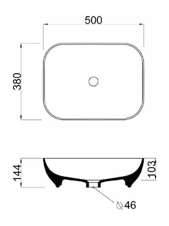 Olympia Trend Rectangular Надеждна мивка Порцелан 50x38x14.4см Бял