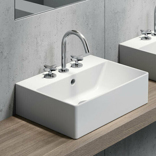 GSI Kube-X Deasupra Blatului Chiuvetă Porțelan 45x35x15cm Alb