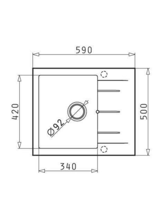 Pyramis Alazia 1B 1D 070036811 Drop-In Мивка от Синтетичен Гранит Ш59xД50см Желязно сиво
