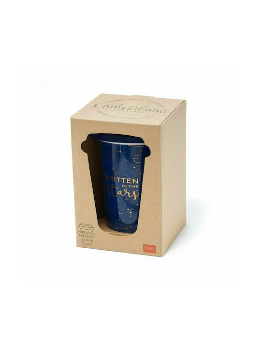 Legami Milano Stars Mug from Porcelain with Lid Blue 300ml
