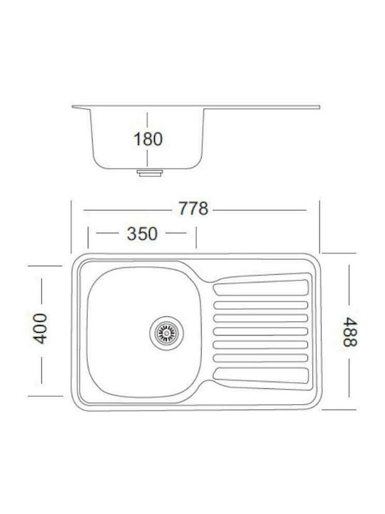 Macart Economy D-100 77.8x48.8cm Drop-In Sink Inox Matte W77.8xD48.8cm Silver