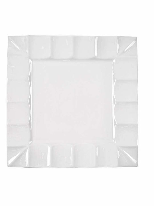 Art et Lumiere Glamour Plate Shallow Square made of Porcelain White 33x33cm