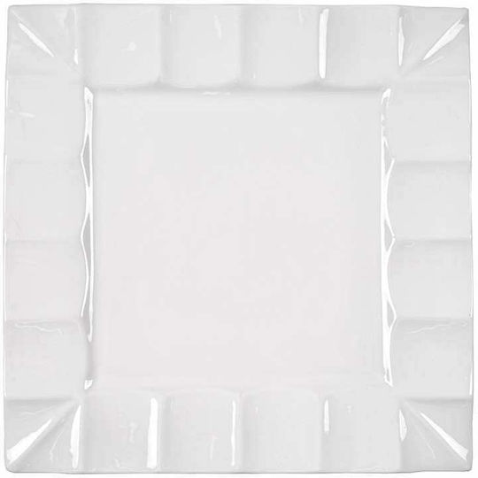 Art et Lumiere Glamour Plate Shallow Square made of Porcelain White 33x33cm