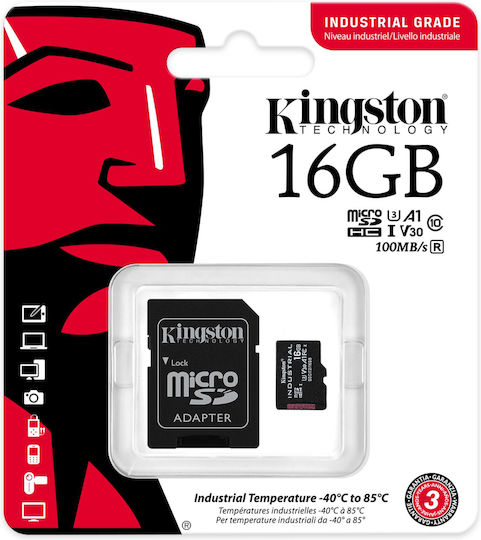 Kingston Industrielle microSDHC 16GB U3 V30 A1 UHS-I 100MB/s mit Adapter