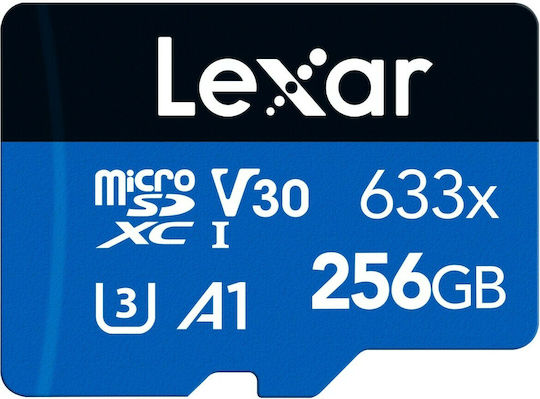 Lexar High-Performance 633x microSDXC 256GB U3 V30 A1 UHS-I 100MB/s With Adapter