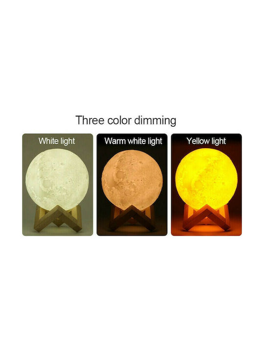 Led Συσκευή Αρωματοθεραπείας 3D Moon Lamp Λευκή