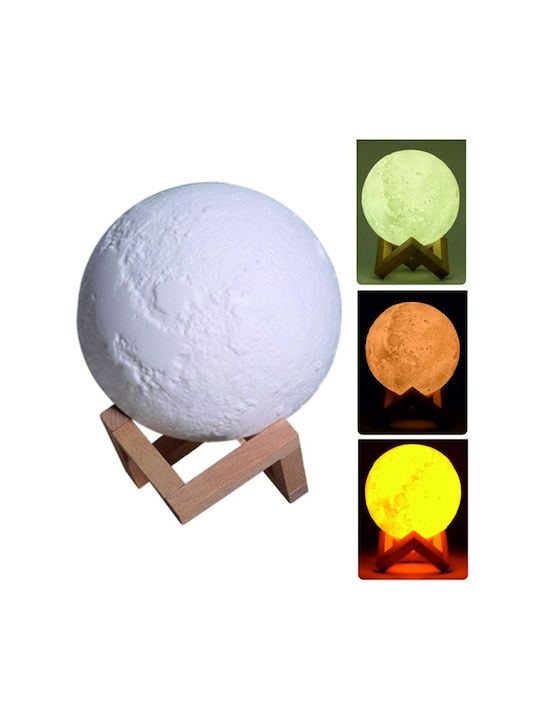 Led Συσκευή Αρωματοθεραπείας 3D Moon Lamp Λευκή
