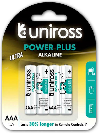 Uniross Power Plus Алкални Батерии AAA 1.5V 4бр UNALR03PP-B4