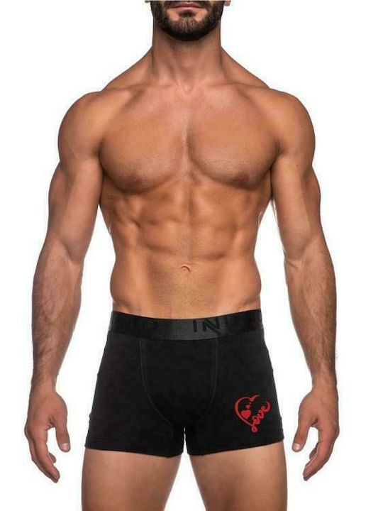 Inizio Men's Boxer Black with Patterns