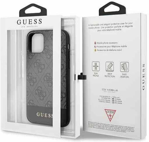 Guess Stripe Cover Umschlag Rückseite Kunststoff Gray (iPhone 11)