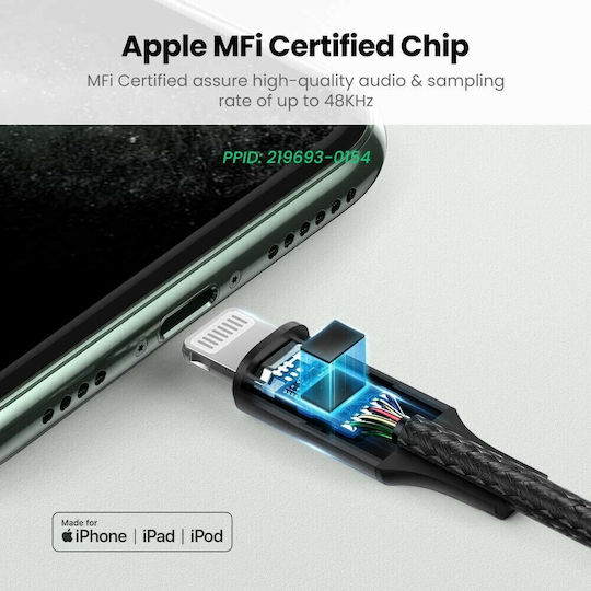 Ugreen Braided 3.5mm to Lightning Cable Black 1m (70509)