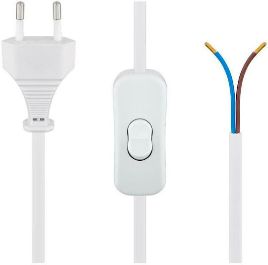 Goobay Netzkabel mit Durchmesser 2x0.75mm² in Weiß Farbe 1.5m 2Stück
