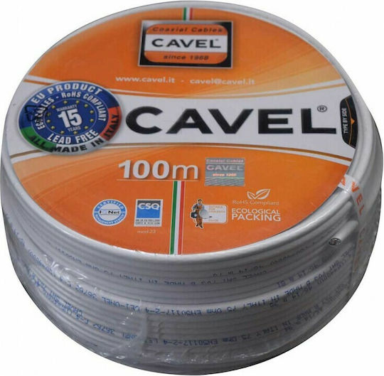Cavel SAT703 Καλώδιο Ομοαξονικό Ατερμάτιστο - 100m Λευκό (331-01)