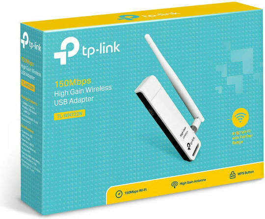 TP-LINK TL-WN722N USB Адаптер За Мрежа С Безжична Wi-Fi Връзка 150Mbps И Сваляема Антена (Версия v1)