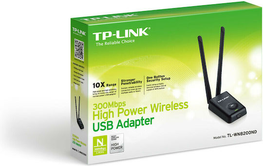 TP-LINK TL-WN8200ND USB Network Adapter with Wireless Wi-Fi Connection 300Mbps and Detachable Antenna v2