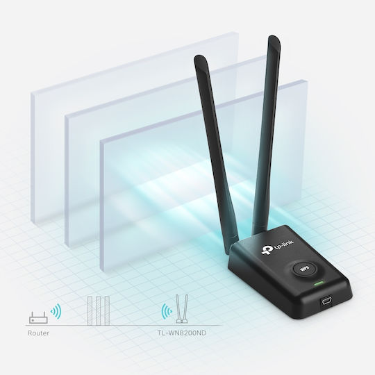 TP-LINK TL-WN8200ND USB Network Adapter with Wireless Wi-Fi Connection 300Mbps and Detachable Antenna v2