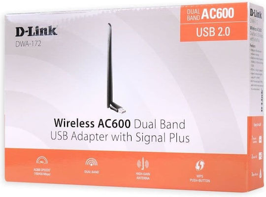 D-Link DWA-172 Αντάπτορας Δικτύου USB με Ασύρματη Σύνδεση Wi-Fi 433Mbps
