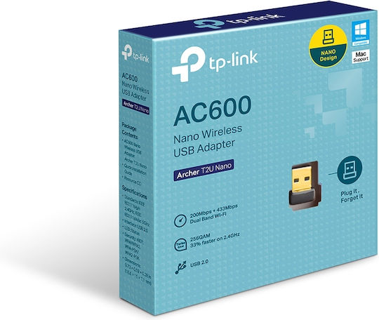 TP-LINK Archer T2U Nano USB Network Adapter with Wireless Wi-Fi Connection 600Mbps (v1)