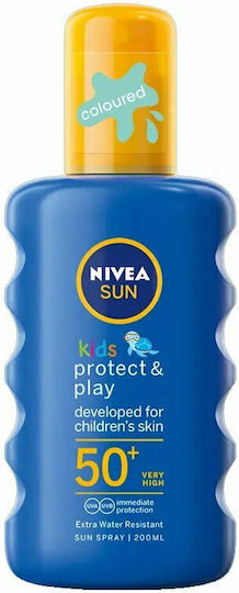 Nivea Sun Kids Protect & Care με Χρώμα SPF50+ Αδιάβροχο Παιδικό Αντηλιακό Spray για Πρόσωπο & Σώμα 200ml