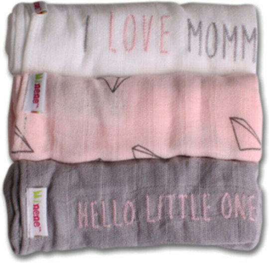 Minene Mommy/Daddy Musselin-Kuscheldecken Gray 75x75cm. 3Stück