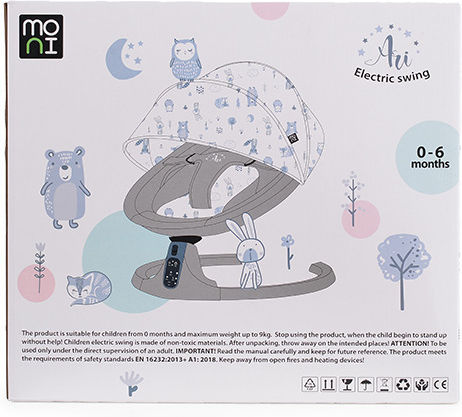 Moni Ηλεκτρικό Relax Μωρού Ari με Μουσική Grey για Παιδί έως 9kg