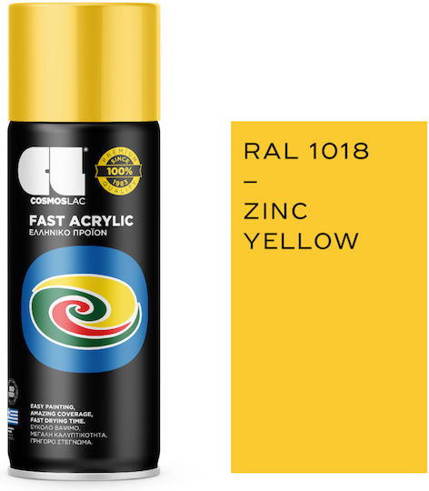 Cosmos Lac Spray Vopsea Fast Acrylic cu Strălucitor Efect Galben RAL1018 400ml