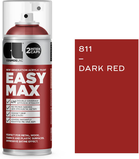Cosmos Lac Спрей Боядисване Easy Max Акрилен с Сатен Ефект Червено RAL 3002 400мл
