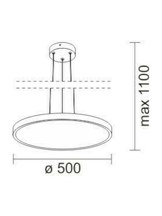 Spot Light Кръгла Окачване LED Панел Мощност 50W с Естествено Бяло Светлина 50x50см.