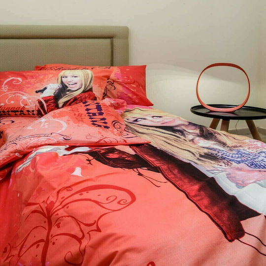 Homeline Hannah Montana 944 Set Kids Duvet Cover Single with Pillowcase Orange 170x250cm