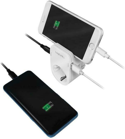 LogiLink Single Socket with 2 USB-A and 1 USB-C