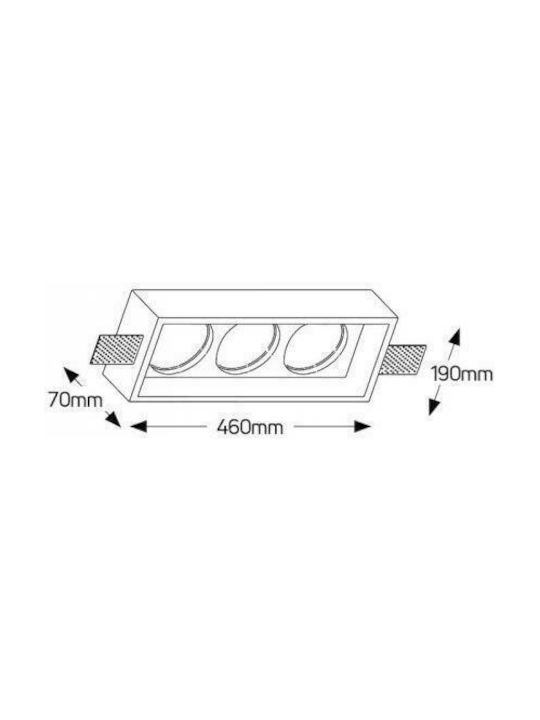 Geyer Rechteckig Gips Einbau Spot mit Fassung GU10 3xAR111 Weiß 46x19cm. 1Stück