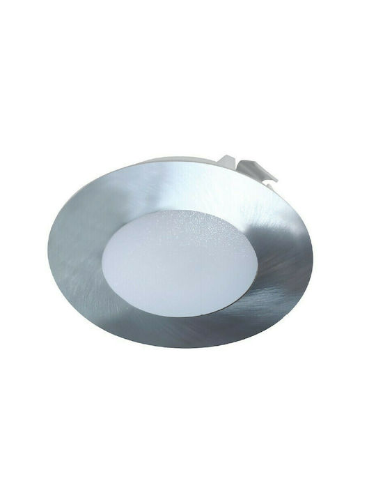 Aca Στρογγυλό Μεταλλικό Χωνευτό Σποτ με Ενσωματωμένο LED και Φυσικό Λευκό Φως σε Ασημί χρώμα 6.5x6.5cm