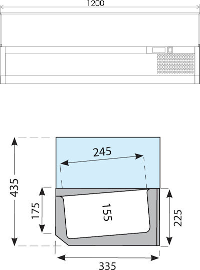 Tefcold Tiefkühlvitrine Tischgerät mit Kapazität 5x1/4 GN 120x33.5x22.5cm