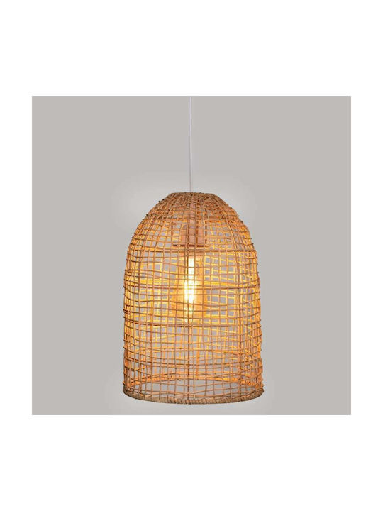 Atmosphera Karla Ceiling Light Beige Grid with E27 Socket 24x24x34cm