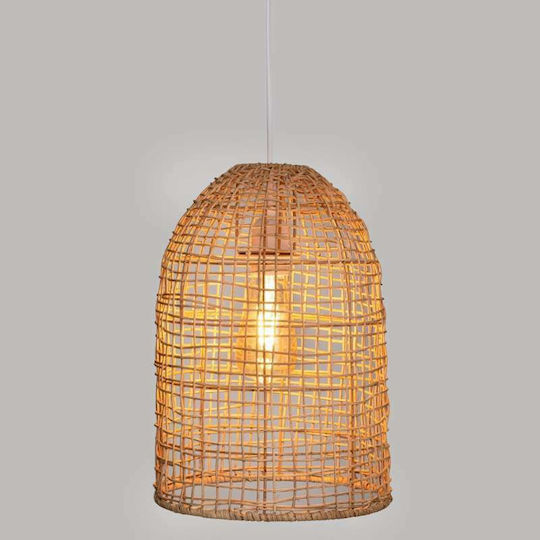 Atmosphera Karla Ceiling Light Beige Grid with E27 Socket 24x24x34cm