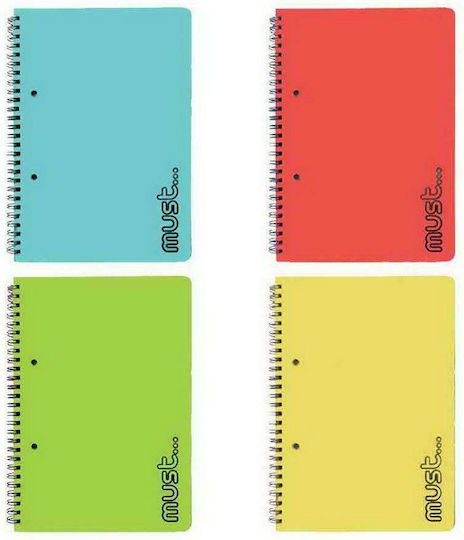 Must Spiral Notebook Ruled B5 90 Sheets 3 Subjects Craft 1pcs (Μiscellaneous colours)