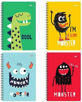 Next Spiral Notebook Ruled B5 70 Sheets 2 Subjects Cute Monsters 1pcs (Μiscellaneous Designs/Colors)