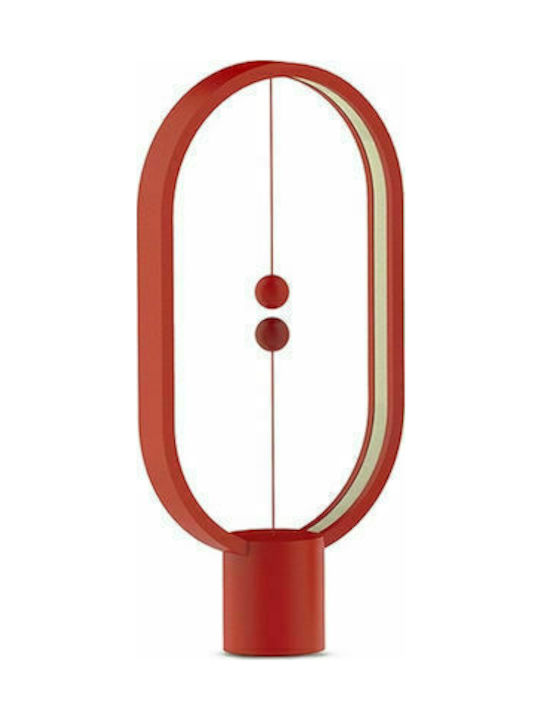 Allocacoc Heng Balance Lamp Ellipse Πορτατίφ με Κόκκινο Καπέλο και Κόκκινη Βάση με Μαγνητικό Διακόπτη Type-C