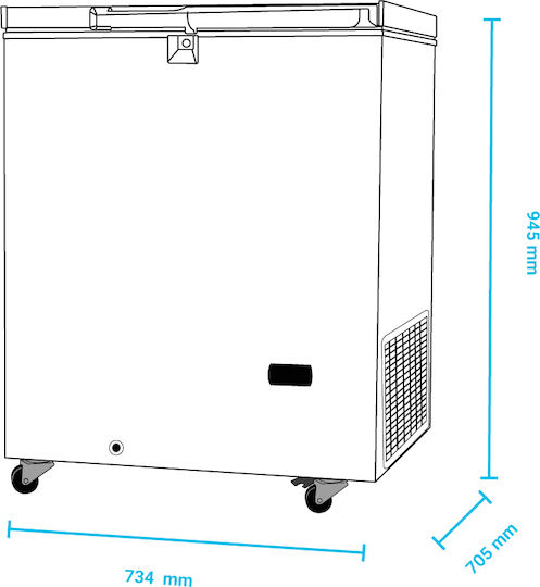 Tefcold Επαγγελματικός Καταψύκτης Μπαούλο 155lt & 250W Π73.4 x Β70.5 x Υ94.5εκ.