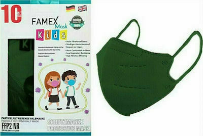 Famex Disposable Protective Mask FFP2 NR Kids Forest Green 10pcs