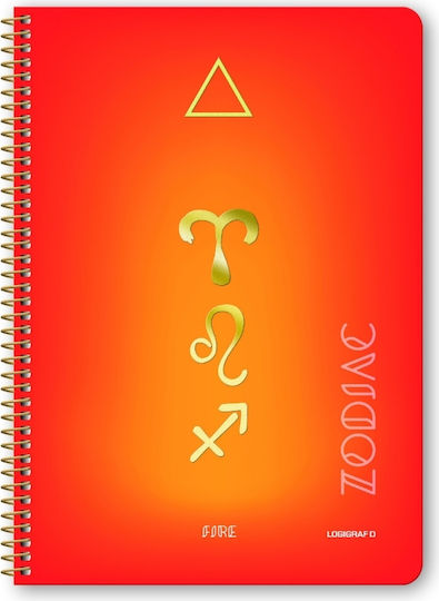 Logigraf Zodiac Ruled Spiral Notebook B5 60 Sheets 2 Subjects (Μiscellaneous Designs/Colors)