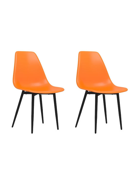 Kitchen Polypropylene Chair Πορτοκαλί PP 46x52x84cm 2pcs