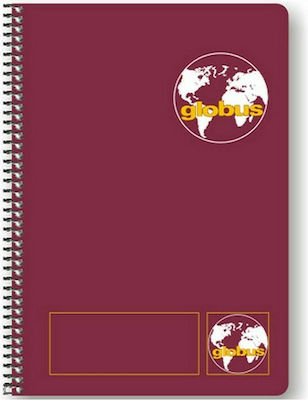 Globus Spiral Notebook Ruled B5 4 Subjects Red 1pcs