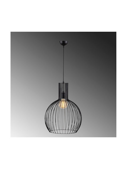 Fellini Adjustable Pendant Light Black Grid with Socket E27 38cm